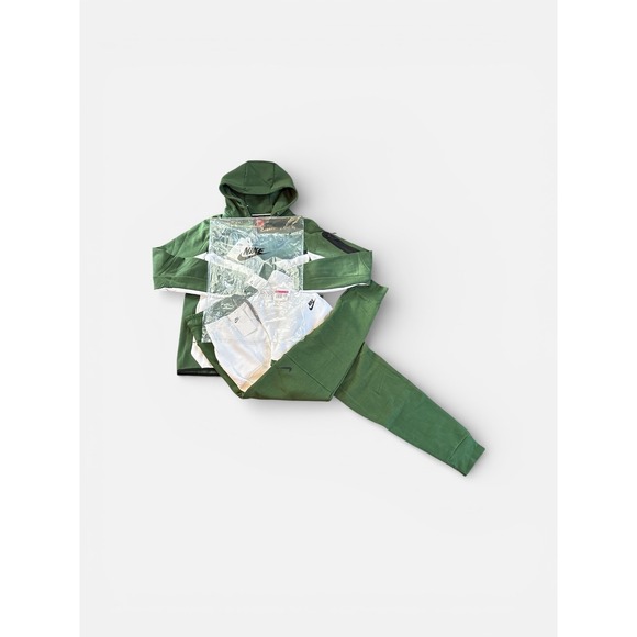 Nike Tech Fleece Joggers Green White Colorblock Mens Full Set (M) - Picture 2 of 9